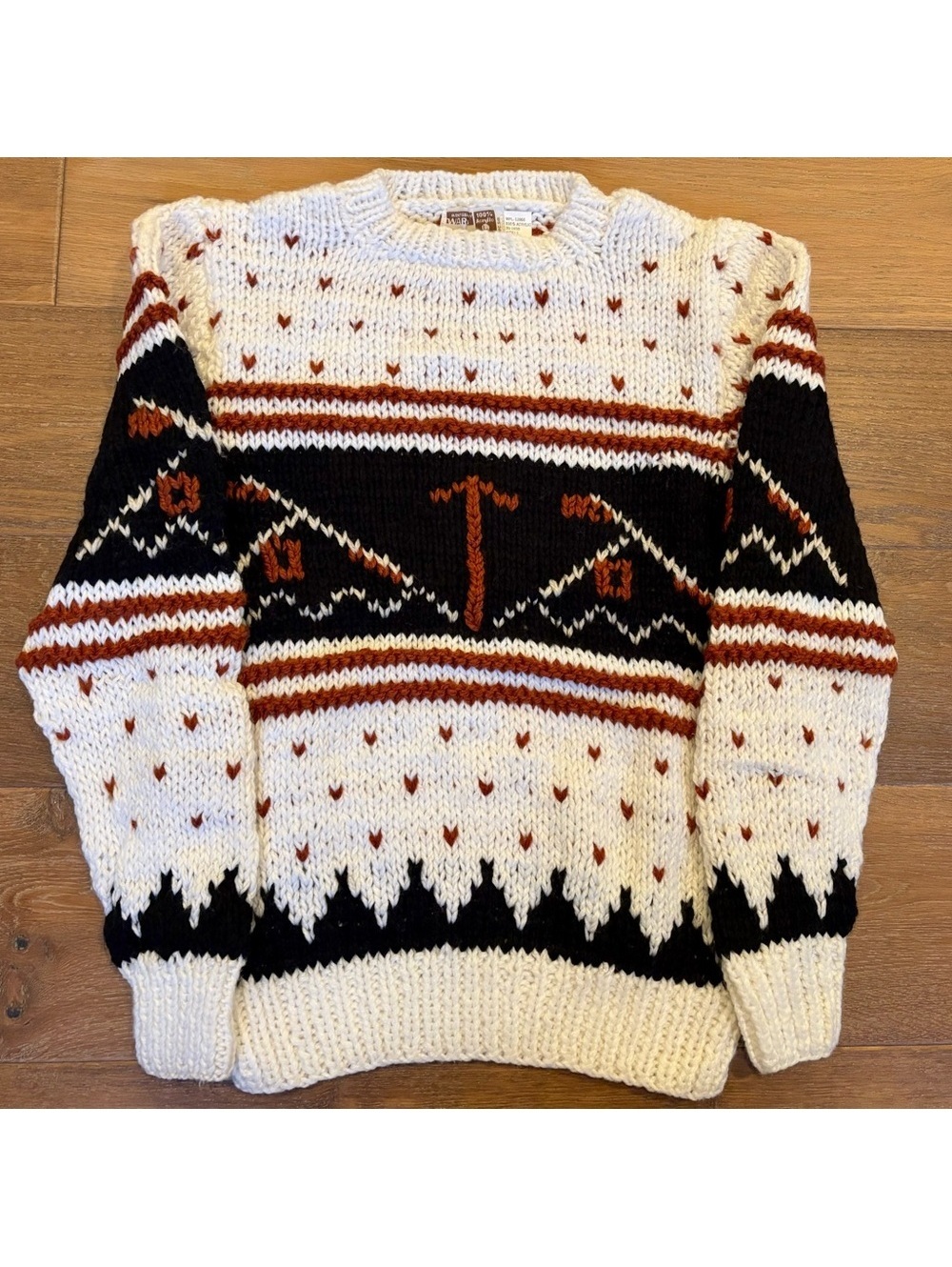 Vintage 70s Deadstock Montgomery Ward, Cabin Style,  Mens Sweater, Large, NWOT